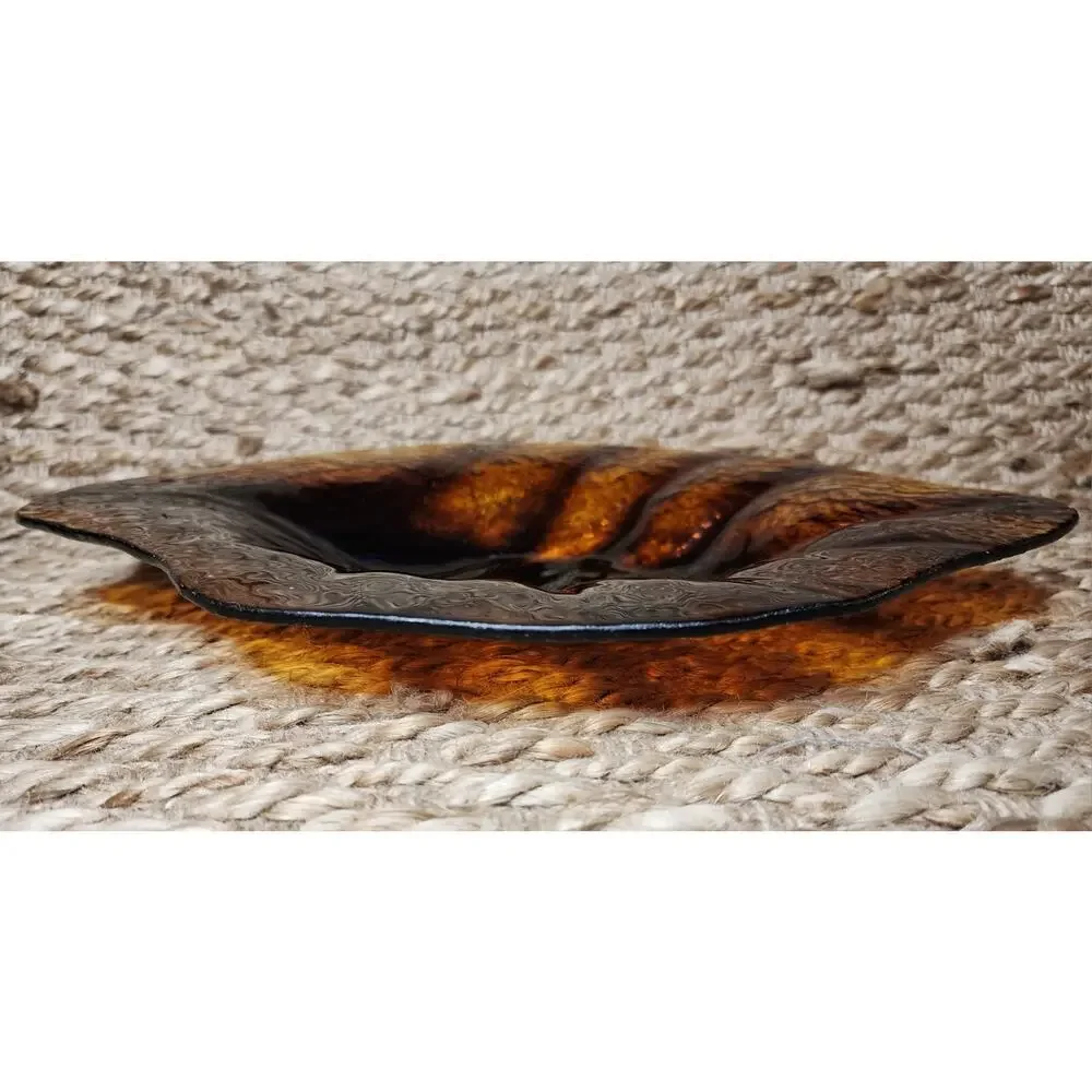 Threshold Glass Brown Leaf Plate Dish Autumn Fall Thanksgiving Serving Dinning